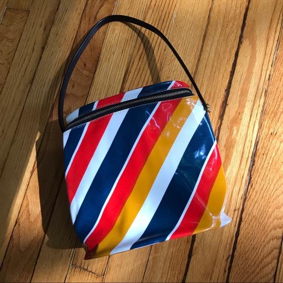 Colorful vintage vinyl zip bag w shoulder strap - Picture 4 of 13